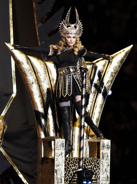Madonna at the Superbowl. The leopard print on the chair.