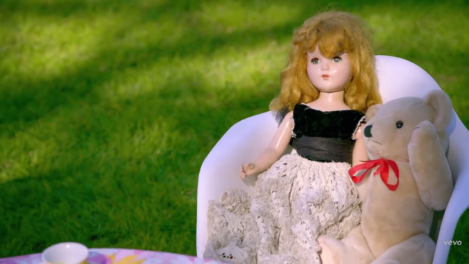 It begins with a young girl in her front yard playing with her dolls (the constant doll references point to the fact that these slaves/Monarch Asset can be used and easily manipulated, like dolls) then quickly moves to Meghan in Beta Sex Kitten standard attire.